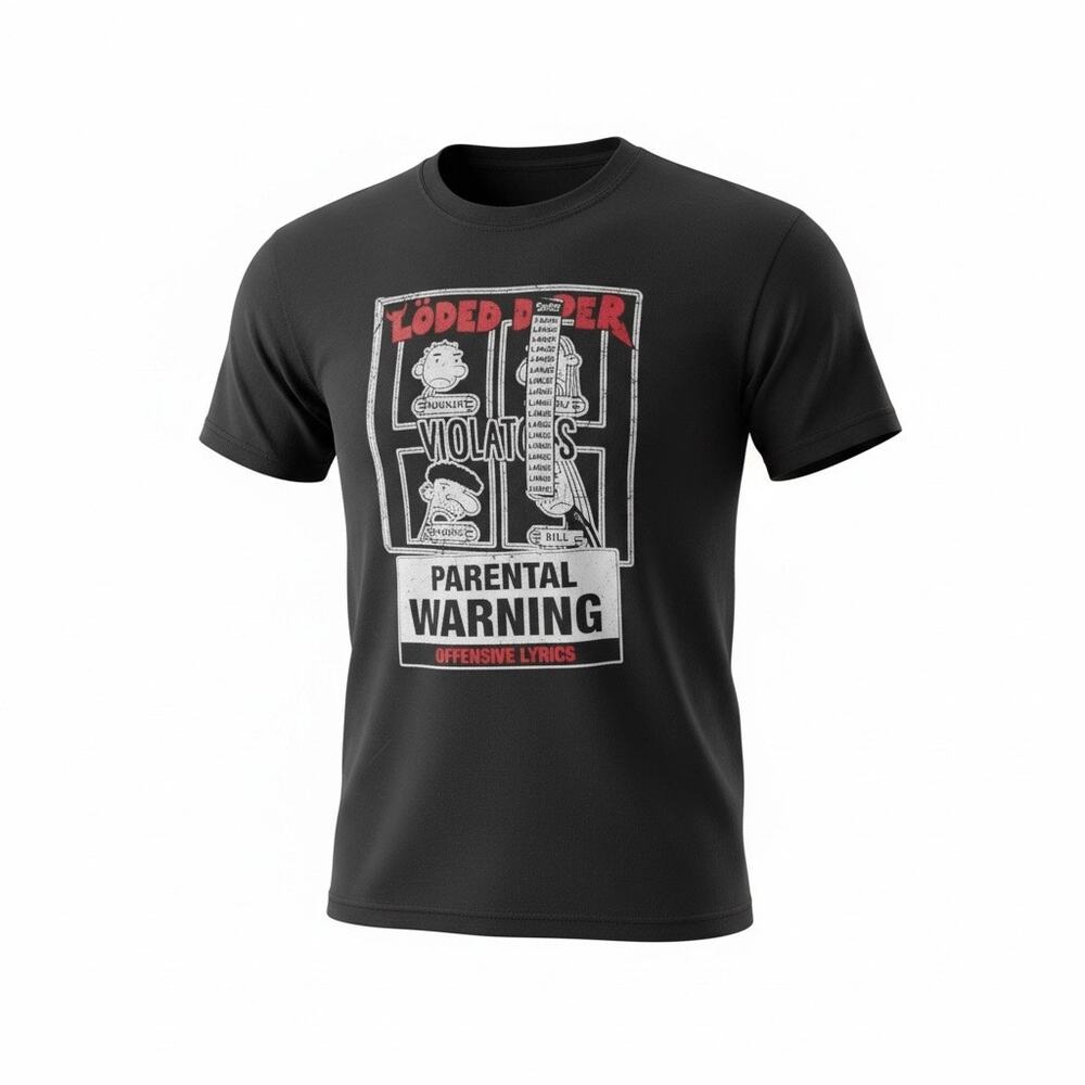 Loded Diper Violators Parental Warning Graphic T Shirt Black L